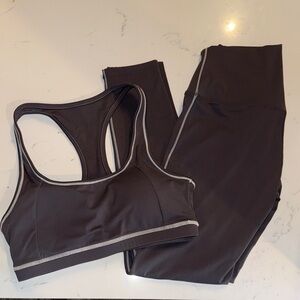 Black Women's Racerback Sports Bra and Leggings Set